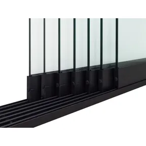 Glazen schuifwand 7-rail mat zwart RAL 9005M