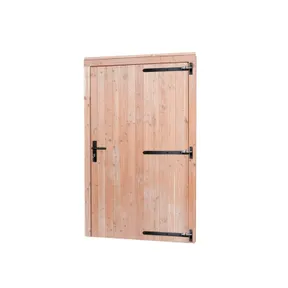 Deur Douglas hout rechtsdraaiend XL buitenmaat 110x214,5cm met zwart deurbeslag