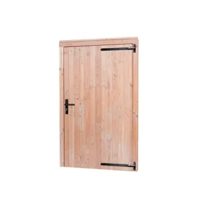 Deur Douglas hout rechtsdraaiend XL buitenmaat 119x209cm met zwart deurbeslag