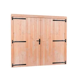 Dubbele deur Douglas hout XL buitenmaat 255x209cm met zwart deurbeslag