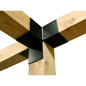 4-Hoek verbinding verzinkt 85x85mm voor palen 85-110mm zwart