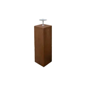 Betonpoer met draadeind en stelplaat 20x20cm (bovenmaat) 60cm roestbruin