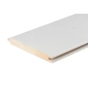 Dakbeschot Vuren 25x200mm (werkend 20x180mm) mes en groef geschaafd wit gespoten RAL9010