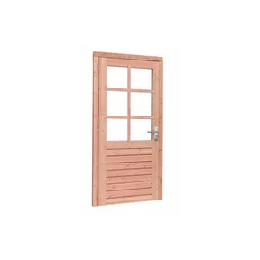 Deur Douglas hout linksdraaiend buitenmaat 109x221cm met dubbelglas en RVS deurbeslag