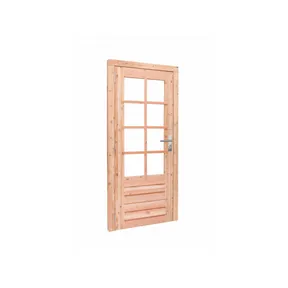 Deur Douglas hout linksdraaiend buitenmaat 90x201cm met glas en RVS deurbeslag