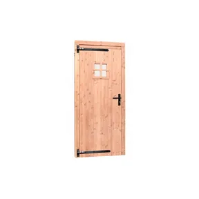 Deur Douglas hout linksdraaiend buitenmaat 90x201cm met glas en zwart deurbeslag