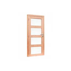 Deur Douglas hout linksdraaiend buitenmaat 90x201cm met melkglas en RVS deurbeslag