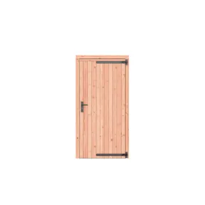 Deur Douglas hout rechtsdraaiend - buitenmaat 108x209cm met Zwart deurbeslag