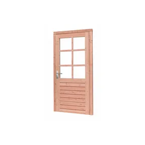 Deur Douglas hout rechtsdraaiend buitenmaat 109x221cm met dubbelglas en RVS deurbeslag