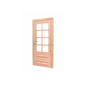 Deur Douglas hout rechtsdraaiend buitenmaat 90x201cm met glas en RVS deurbeslag