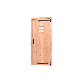 Deur Douglas hout rechtsdraaiend buitenmaat 90x201cm met glas en zwart deurbeslag