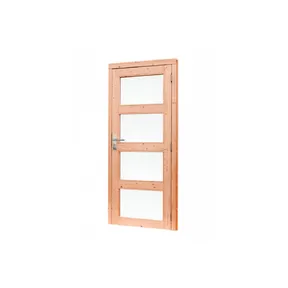 Deur Douglas hout rechtsdraaiend buitenmaat 90x201cm met melkglas en RVS deurbeslag