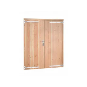 Dubbele deur Douglas hout buitenmaat 168x201cm met RVS deurbeslag
