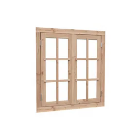 Dubbel uitzetraam Douglas hout buitenmaat 112x120,5cm dubbelglas met kozijn
