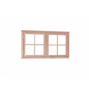Dubbel uitzetraam Douglas hout buitenmaat 141,2x83,7cm met kozijn