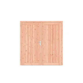 Dubbele deur Douglas hout - buitenmaat 201x209cm met RVS deurbeslag