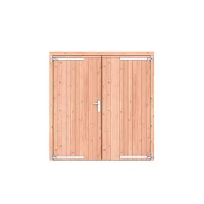 Dubbele deur Douglas hout - buitenmaat 201x209cm met RVS deurbeslag