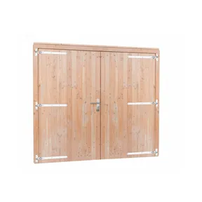Dubbele deur Douglas hout XL buitenmaat 255x209cm met RVS deurbeslag