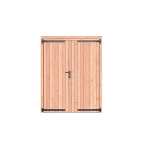 Dubbele deur Douglas hout - buitenmaat 168x209cm met Zwart deurbeslag