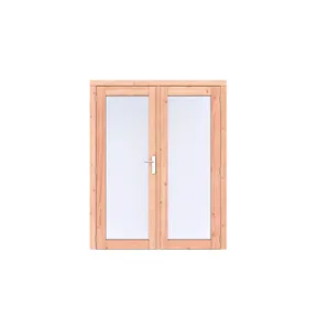 Dubbele deur Douglas hout volglas - buitenmaat 168x209cm met RVS deurbeslag