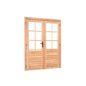 Dubbele deur Douglas 6-ruits - buitenmaat 185x205cm incl. zwart beslag