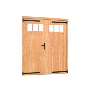 Dubbele deur Douglas met bovenraam - buitenmaat 185x205cm incl. zwart beslag