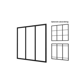 Industriële glaspui 228,5x224cm zwart RAL 9005