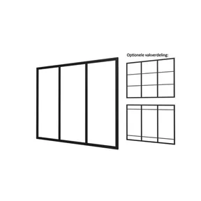 Industriële glaspui 278,5x224cm zwart RAL 9005