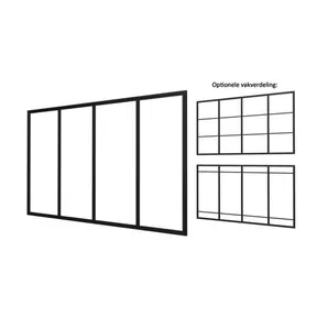 Industriële glaspui 371x224cm zwart RAL 9005