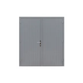 Dubbele deur Meranti buitenmaat 202x221cm met RVS deurbeslag gegrond