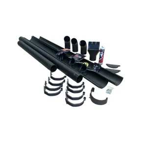 Dakgootpakket verzinkt staal 125mm met 90mm buis zwart