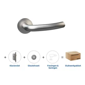 Klavierslot pakket RVS deurkruk Apus sleutelrozet Pavo met klavierslot