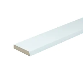 Koplat MDF Vochtwerend (model B) 12x70mm met schuine kanten wit voorgelakt per 4 stuks