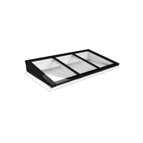 Lichtstraat Lessenaarsdak Grenen met 3 vaks HR++ isolatieglas - 257cm breed | Zwart RAL 9005