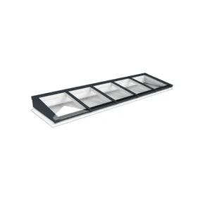 Lichtstraat Lessenaarsdak Grenen met 5 vaks HR++ isolatieglas - 423cm breed | Antraciet RAL 7016