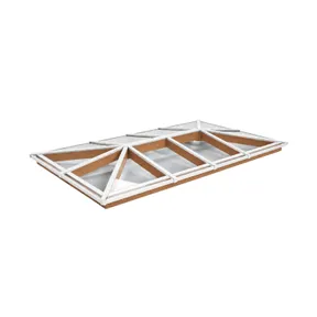 Lichtstraat Schilddak Douglas met 12 vaks veiligheidsglas - 318,6-418,6cm breed | Wit RAL 9010