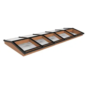 Lichtstraat Zadeldak Douglas met 10 vaks veiligheidsglas - 404,2cm breed | Zwart RAL 9005