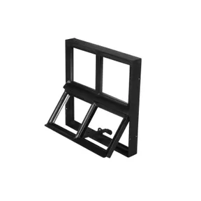Metalen raam openklapbaar vierkant dubbelglas 40x40x5cm zwart