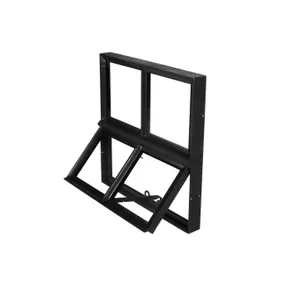 Metalen raam openklapbaar vierkant dubbelglas 50x50x5cm zwart