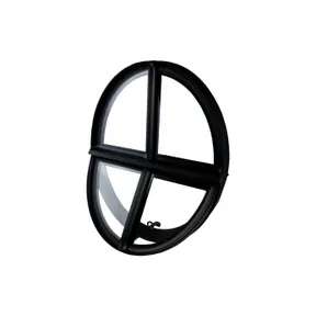 Metalen raam openklapbaar ovaal dubbelglas 51x64x6cm zwart