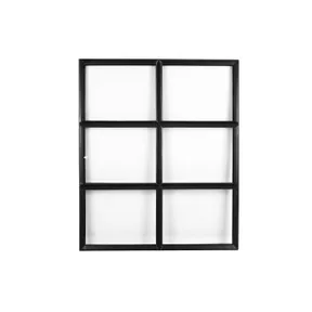 Metalen raam vast rechthoek dubbelglas 98x82x4,5cm zwart