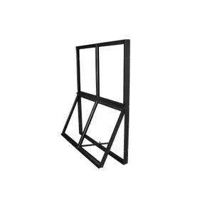 Metalen raam openklapbaar rechthoek enkelglas 75x95x4,5cm zwart