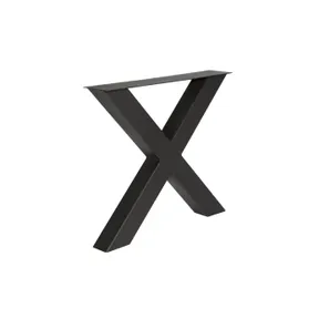 Tafelpoot model X metaal 710x800mm (Profiel 100x100mm) zwart