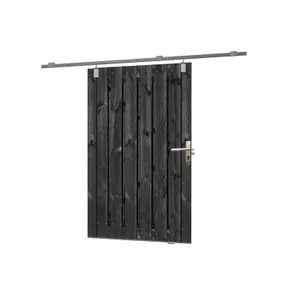 Schuifdeur Grenen 130x195cm geschaafd zwart gespoten