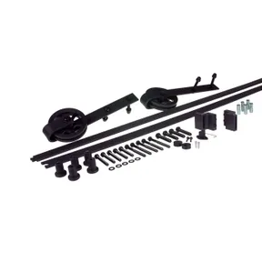 Schuifdeurbeslag recht model grote wielen 200cm rail zwart