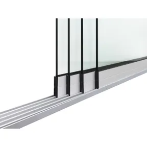 Glazen schuifwand 4-rail mat wit RAL 9016M