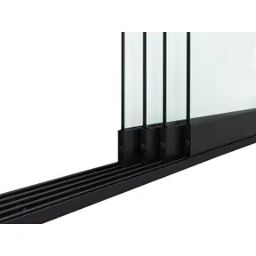 Glazen schuifwand 4-rail mat zwart RAL 9005M