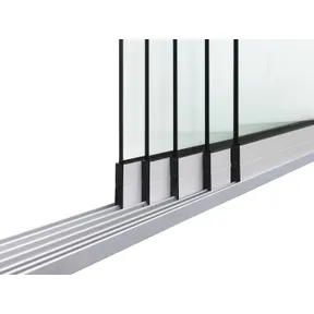 Glazen schuifwand 5-rail mat wit RAL 9016M