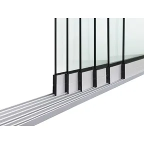 Glazen schuifwand 6-rail mat wit RAL 9016M