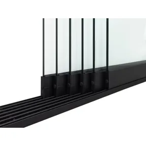 Glazen schuifwand 6-rail mat zwart RAL 9005M